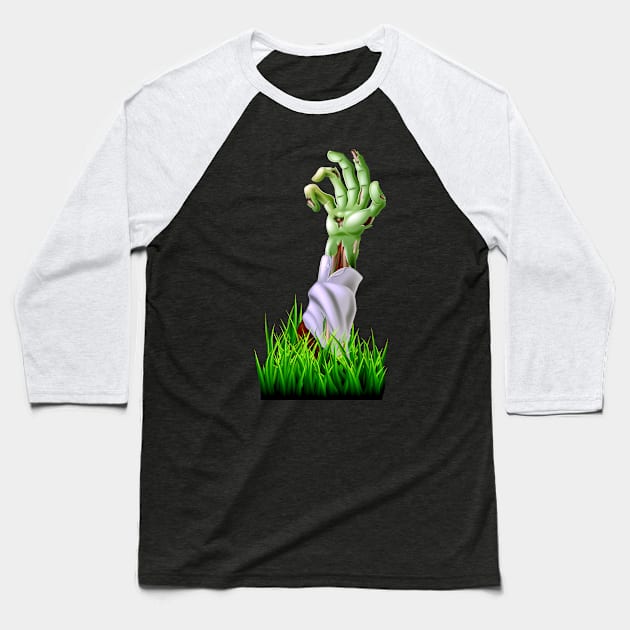 Zombie Arm Baseball T-Shirt by CryptoTextile